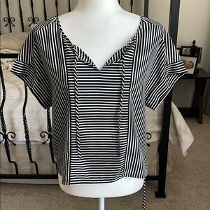 Black and White Striped Women's Top
